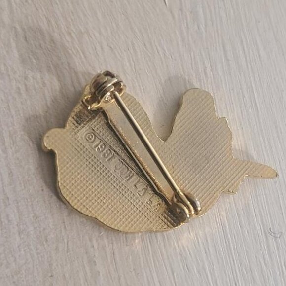 Magical Unicorn Initial Letter "M" Vintage 1981 Lapel Pin - Gold Ooh La La Pin - Picture 3 of 4